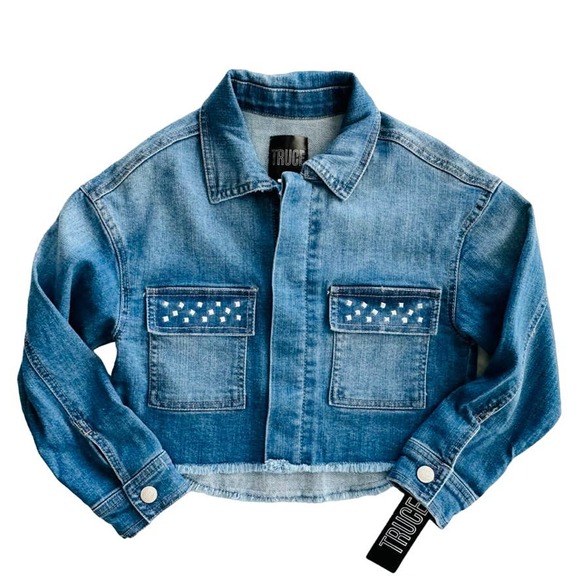 Truce Other - Truce Girls Jean Jacket Size Small 7/8 Studded & Sequins NEW Nordstrom